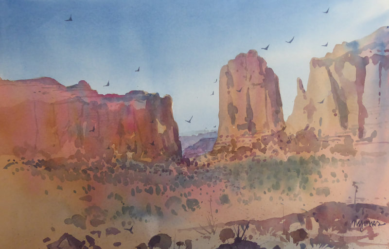 mjones, micheal w. jones, watercolor, monument valley, utah, arizona, 